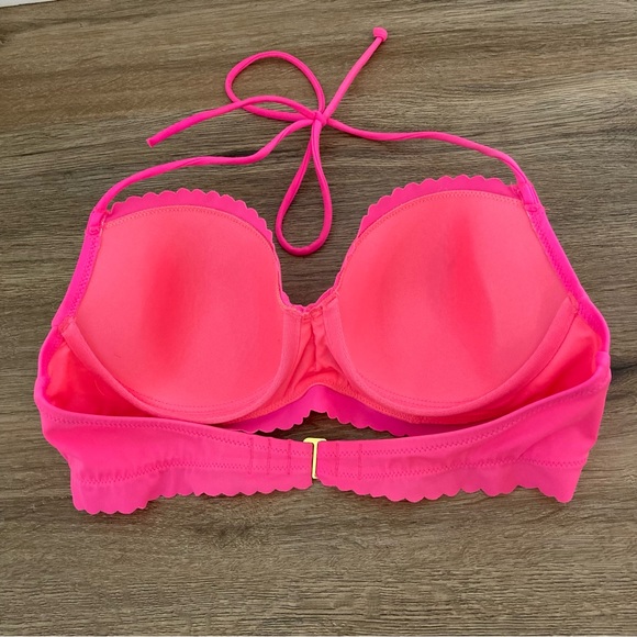 Victoria’s Secret Womens Halter Bra Hot Pink Push Up Scalloped Back Hook 36B - Picture 6 of 11